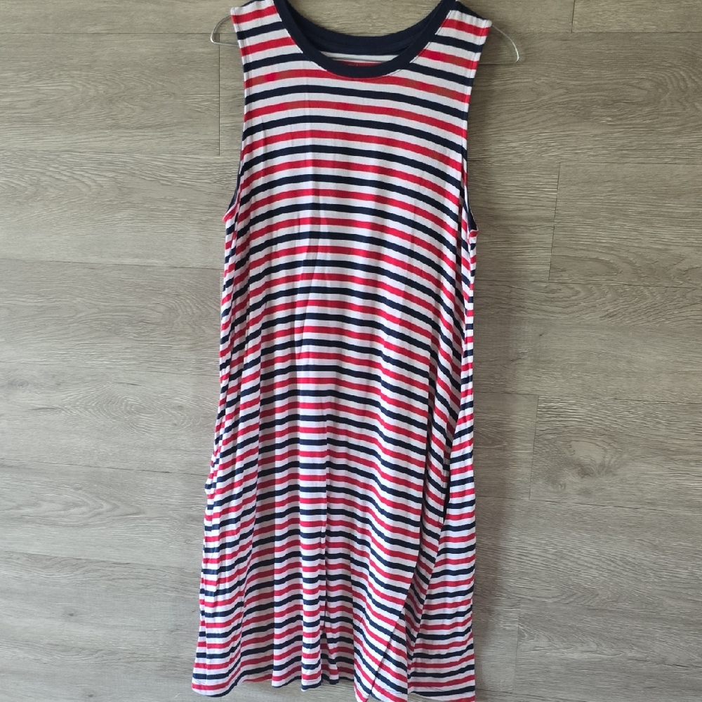 Time and Tru Red, White, and  Dark Blue Striped Top
